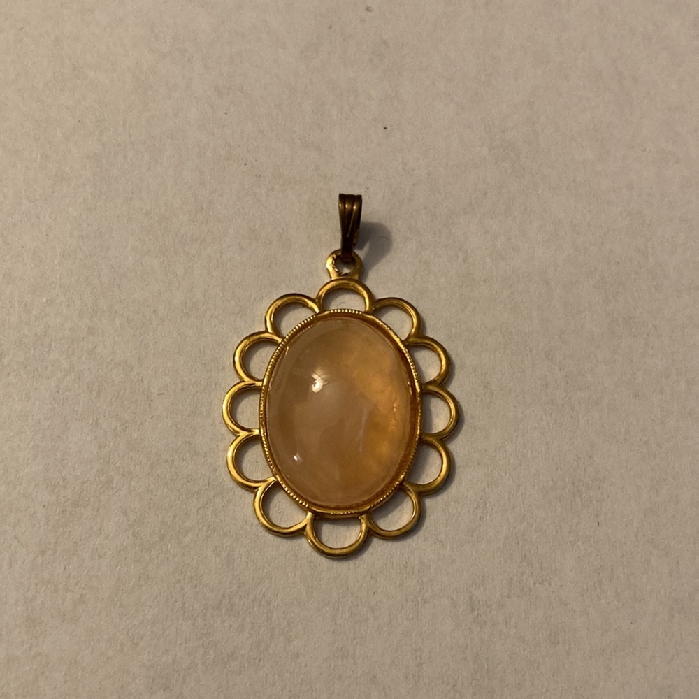 Beautiful Stone Pendant with Scalloped Edge